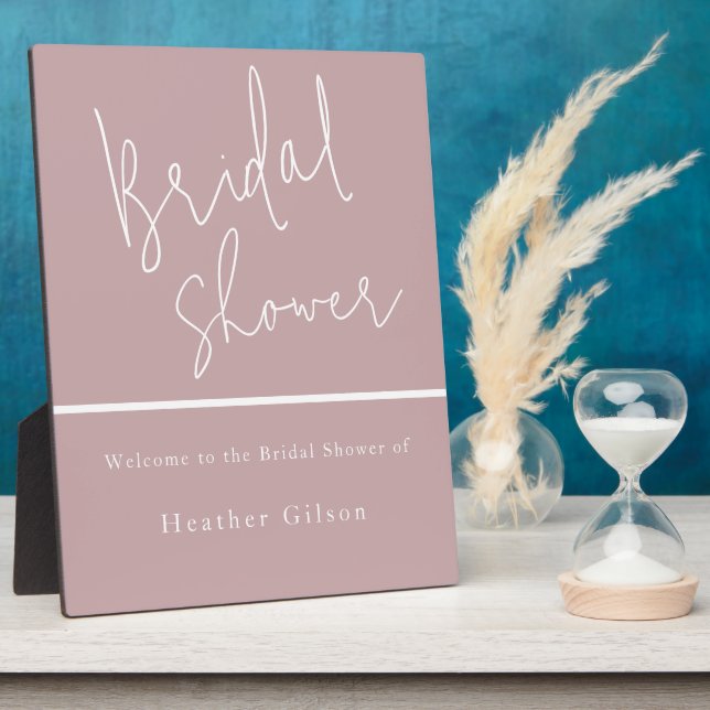 Dusty Rose Mauve Bridal Shower Welcome Entrance Plaque (Side)