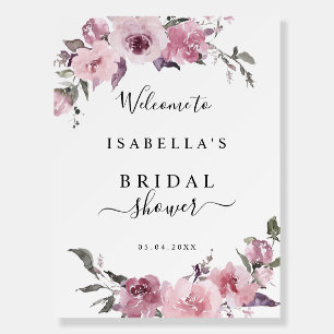 Dusty Rose Mauve Floral Bridal Shower Welcome Sign