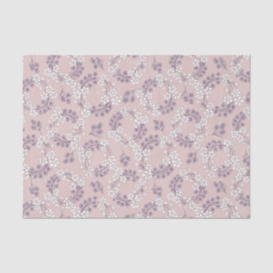Dusty Rose Mauve Floral Wreath Vintage Shabby Tissue Paper