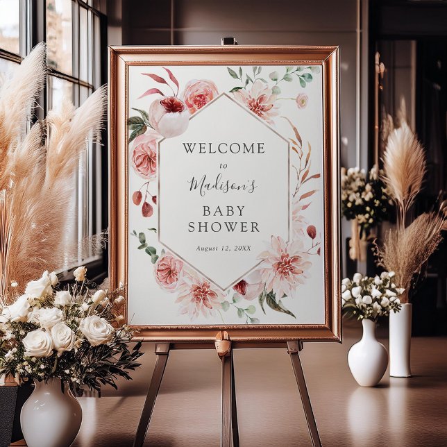 Dusty Rose Mauve Florals and Greenery Welcome Sign (Creator Uploaded)