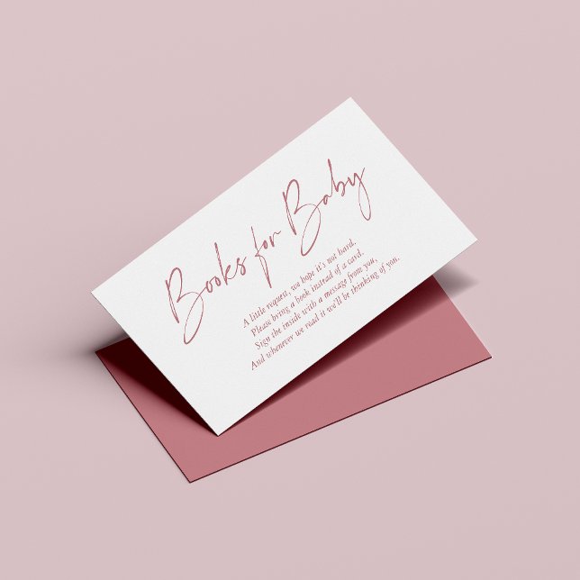 Dusty Rose Mauve Modern Handwritten Books for Baby Enclosure Card (Creator Uploaded)