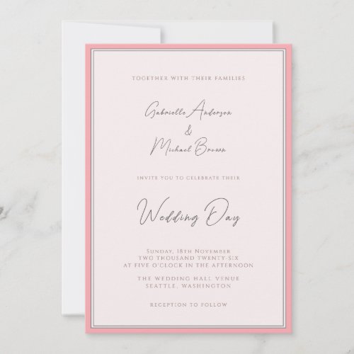 Dusty Rose Mauve Traditional Elegant Wedding  Invitation