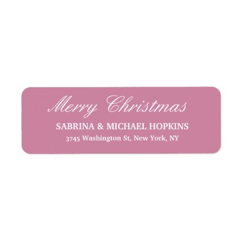 Dusty Rose Merry Christmas Message Family Sheet Label