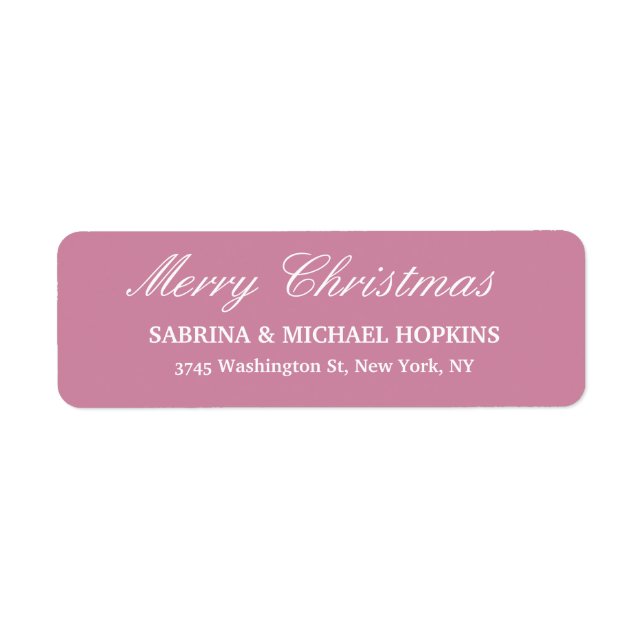 Dusty Rose Merry Christmas Message Family Sheet Label (Front)