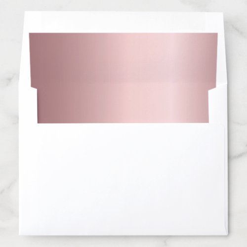 Dusty rose metallic pink wedding envelope liner