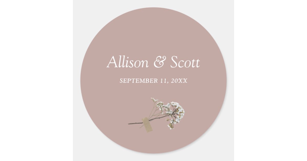 Dusty Rose Minimal Elegant Floral Class Classic Round Sticker | Zazzle