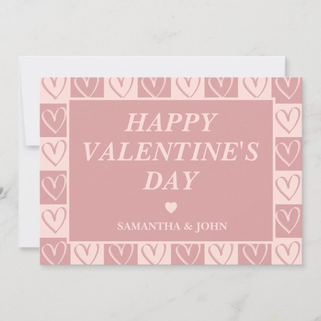 Dusty Rose Minimal Hearts Valentine’s Gift Holiday Card (Front)