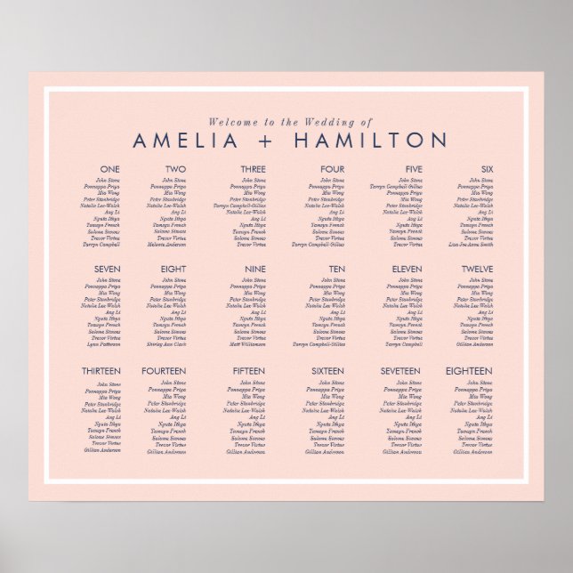 Dusty Rose & Minimal Landscape Wedding Seating Poster (Front)