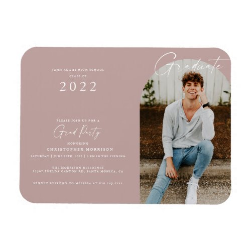 Dusty Rose Minimal Photo Graduation Invitation Magnet