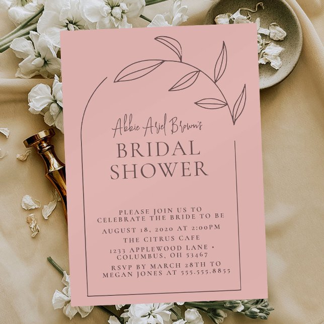 Dusty Rose Minimal Script Text Bridal Shower Invitation (Creator Uploaded)