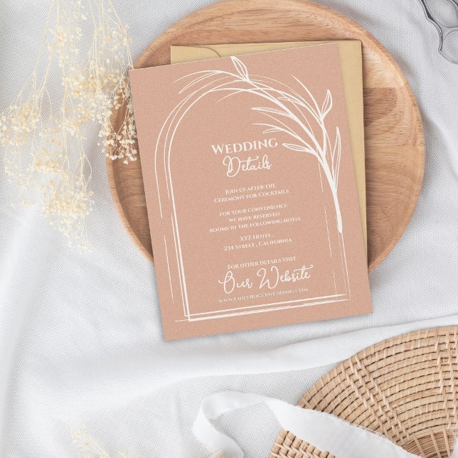 Dusty Rose Minimalist Arch Botanical Wedding Enclosure Card (Dusty Rose Minimalist Arch Botanical Wedding Details Enclosure Card | Romantic Wedding Information)