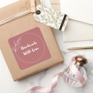 Dusty Rose Minimalist Botanical Label 