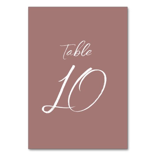 Dusty Rose Minimalist Calligraphy Modern wedding Table Number