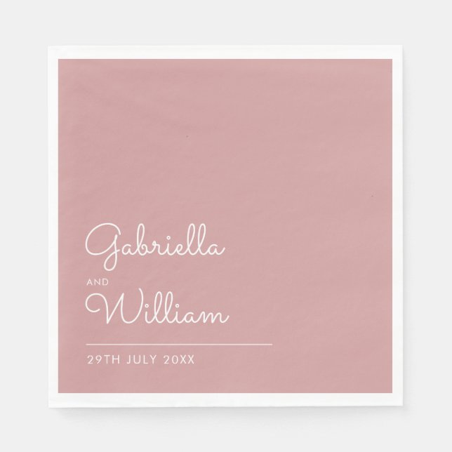 Dusty Rose Minimalist Elegant Script Napkins (Front)