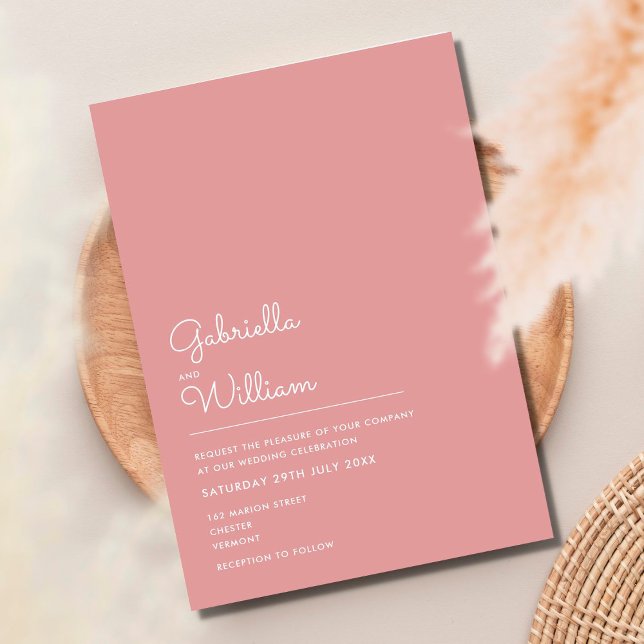Dusty Rose Minimalist Mauve Wedding Invitation (Creator Uploaded)