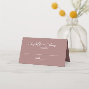 Dusty Rose Minimalist Modern Simple Wedding Place Card