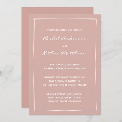 Dusty Rose Minimalist Modern Wedding Invitations