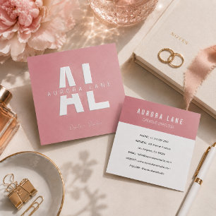 Dusty Rose Minimalist Monogram Raised Spot UV Business Card
