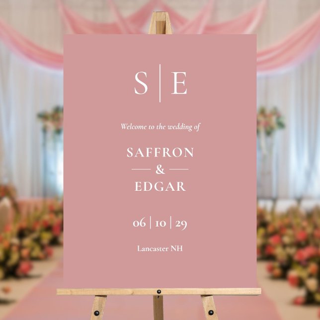 Dusty Rose Minimalist Monogram Wedding Welcome Foam Board (Dusty Rose Minimalist Monogram Wedding Welcome Foam Board)