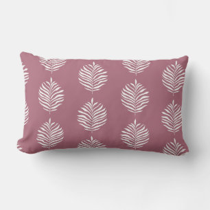 Dusty Rose Minimalist Palm Leaf Pattern Lumbar Pillow