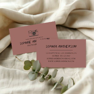 Dusty Rose Minimalist Photographer Business Card