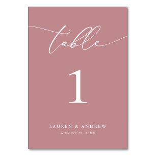 Dusty Rose Minimalist Wedding Event Custom Table Number