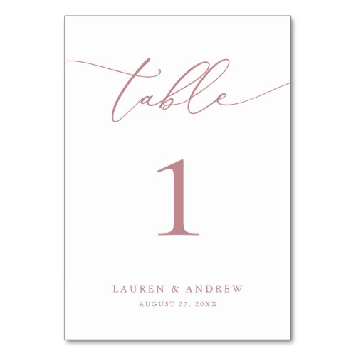 Dusty Rose Minimalist Wedding  Event Custom Table Table Number