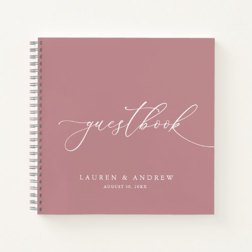 Dusty Rose Minimalist Wedding Guestbook Notebook