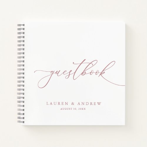 Dusty Rose Minimalist Wedding Guestbook Notebook