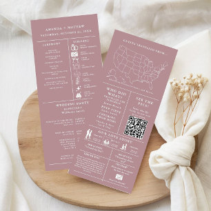 Dusty rose Minimalist Wedding Infographic Program