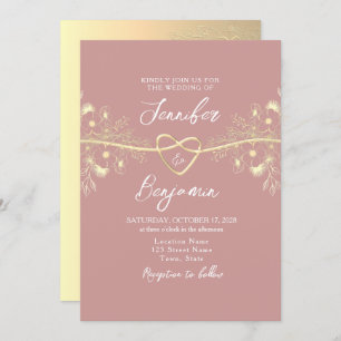 Dusty Rose Minimalist Wedding Invitation