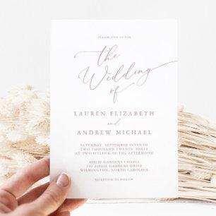 Dusty Rose Minimalist Wedding Invitation