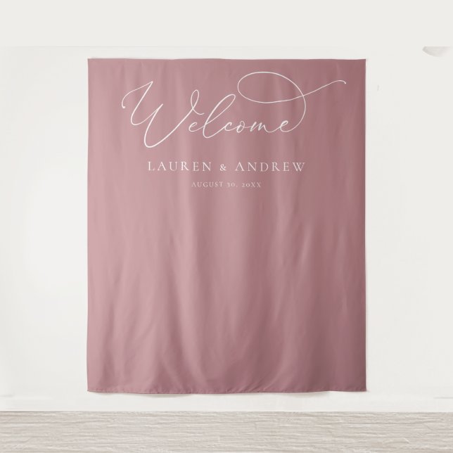 Dusty Rose Minimalist Wedding Photo Booth Backdrop (Front)