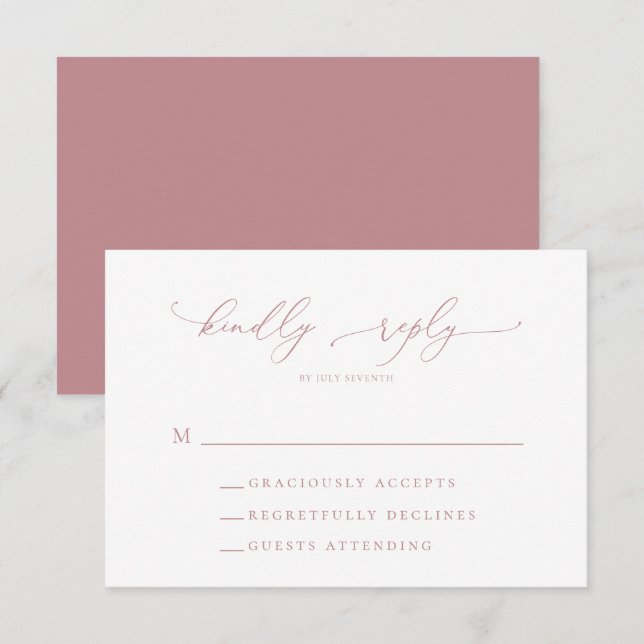 Dusty Rose Minimalist Wedding RSVP Card (Front/Back)