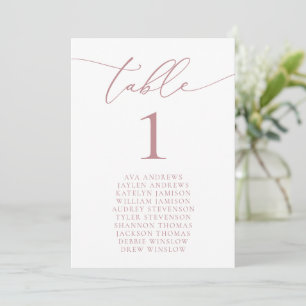 Dusty Rose Minimalist Wedding Seating Table Number