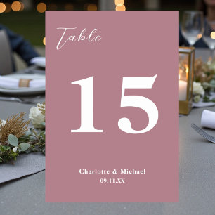 Dusty Rose Minimalist Wedding Table Number