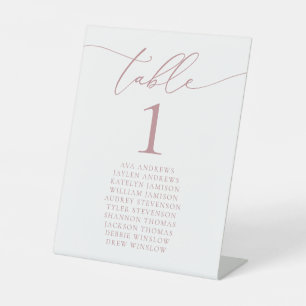 Dusty Rose Minimalist Wedding Table Number Pedestal Sign