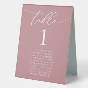 Dusty Rose Minimalist Wedding Table Number  Tent
