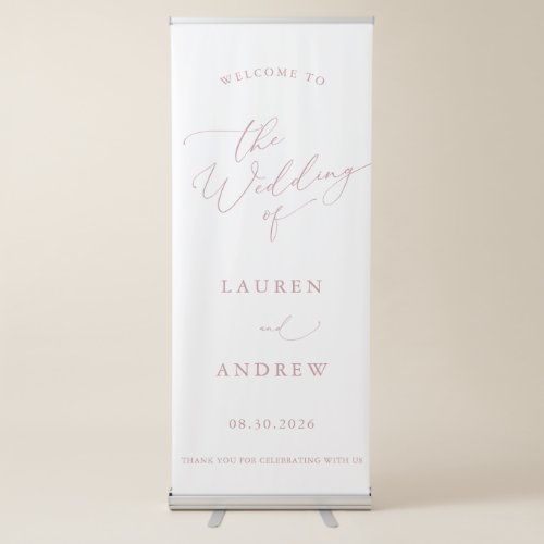 Dusty Rose Minimalist Welcome to Our Wedding Retractable Banner