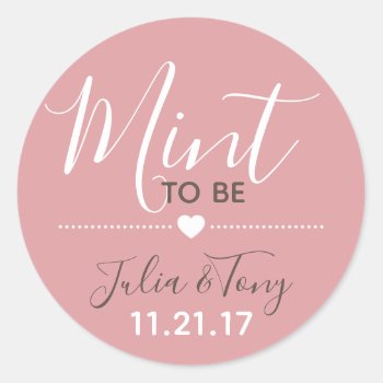 Dusty Rose Mint To Be Stickers Wedding Favors by INAVstudio at Zazzle