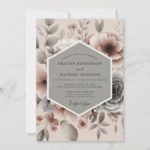 Dusty Rose Misty Bloom Wedding Invitation