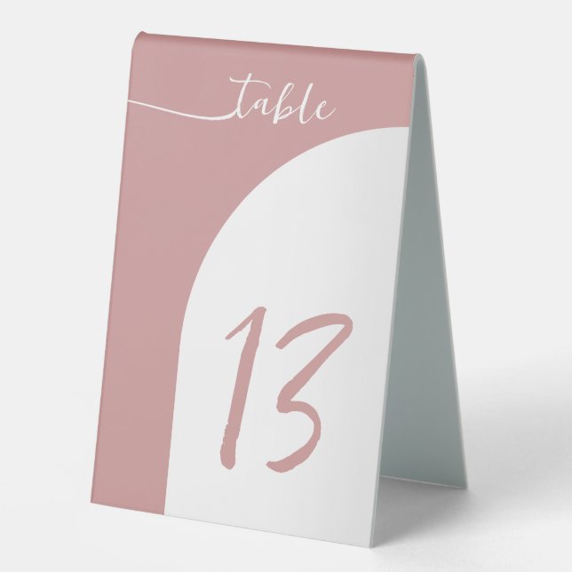 Dusty Rose Modern Arch Table Number Tent Table Tent (Front)
