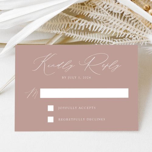 Dusty Rose Modern Elegance Wedding RSVP Card