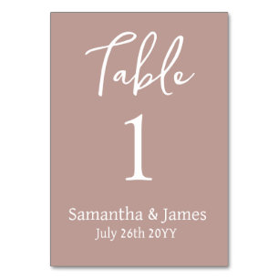 Dusty Rose Modern Elegance Wedding Table Number