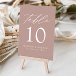 Dusty Rose Modern Elegance Wedding Table Number<br><div class="desc">Trendy, minimalist wedding table number cards featuring white modern lettering with "Table" in a modern calligraphy script. The design features a dusty rose background or color of your choice. The design repeats on the back. To order the table cards: add your name, wedding date, and table number. Add each number...</div>