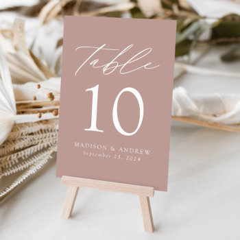 Dusty Rose Modern Elegance Wedding Table Number by latebloom at Zazzle