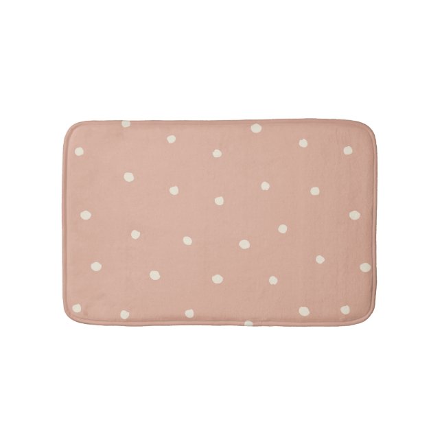 Dusty Rose Modern Farmhouse Polka Dot Pattern Bath Mat (Front)