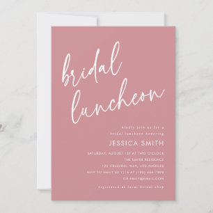 Dusty Rose Modern Minimalist Bridal Luncheon Photo Invitation