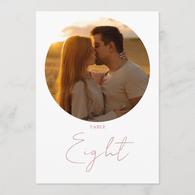 Dusty Rose Modern Minimalist Script Table Number (Front)