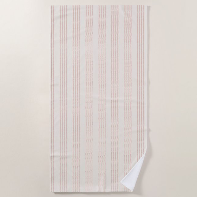 Dusty Rose Modern Minimalist Stripe Boho  Beach Towel (Front)